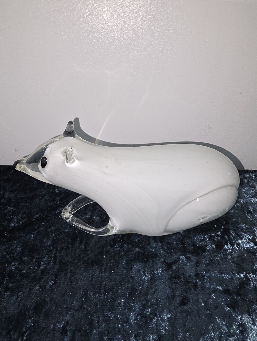 Hand Blown Studio Art Glass Heavy Polar Bear Figurine Paperweight
